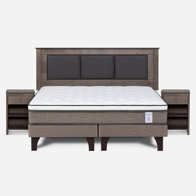 Imagen 1 del producto Combo Cama Europea Rosen King New Style 6 BD + Respaldo y Veladores Rachel