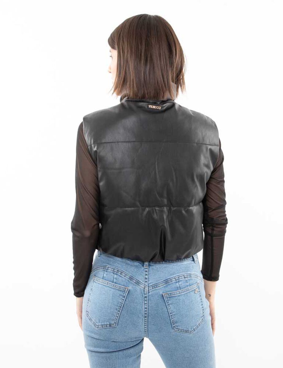 Parka Puffa Ecocuero Sin Mangas Mujer Fiorucci