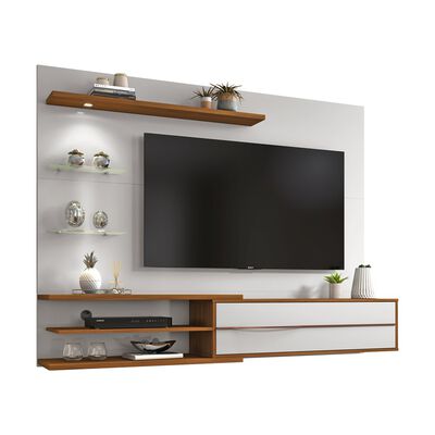 Panel TV Home Mobili Silver Hasta 60" Blanco Off Café