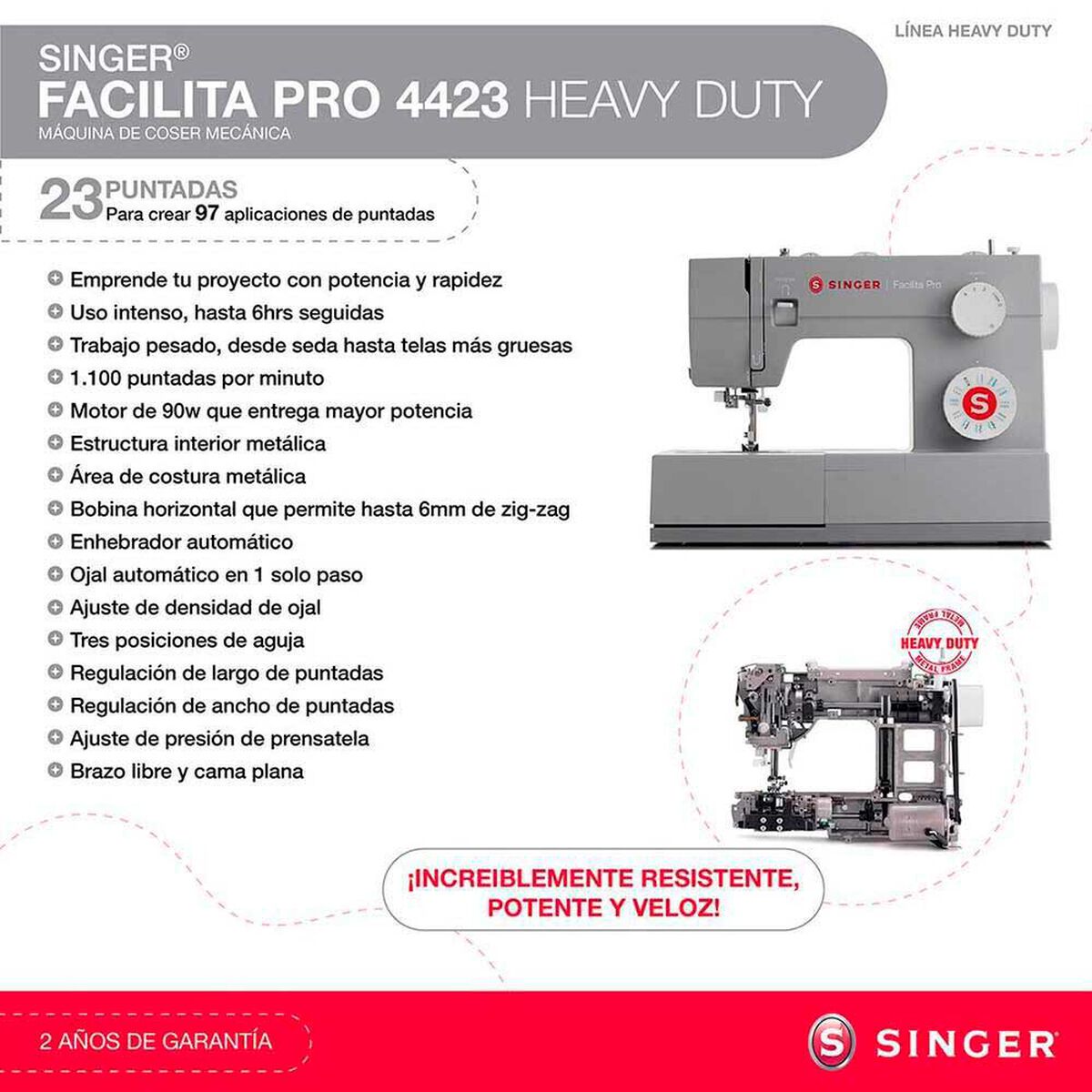 M&aacute;quina de Coser Brazo Libre Singer 4423 Facilita Pro