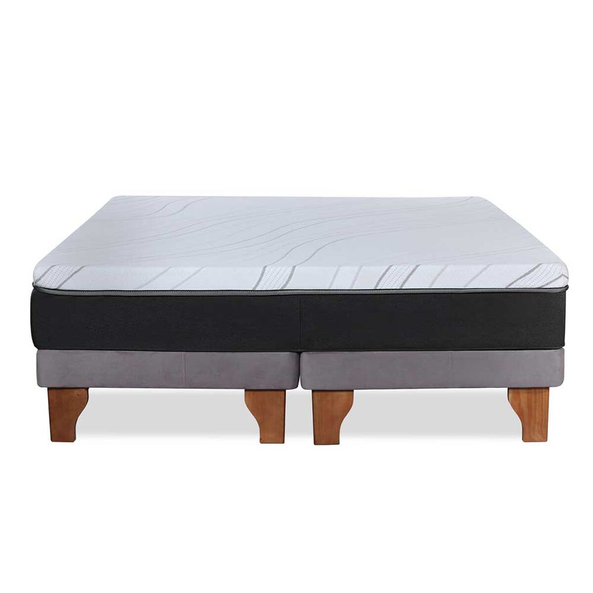 Cama Europea Latam Home Base Dividida King Zen Top Foam Visco Velvet Gris