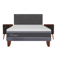 Cama Europea CIC 2 Plazas  Ortopedic Advance + Respaldo + Velador Eufrates