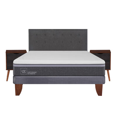 Imagen 1 del producto Cama Europea CIC 2 Plazas Ortopedic Advance + Respaldo + Velador Eufrates