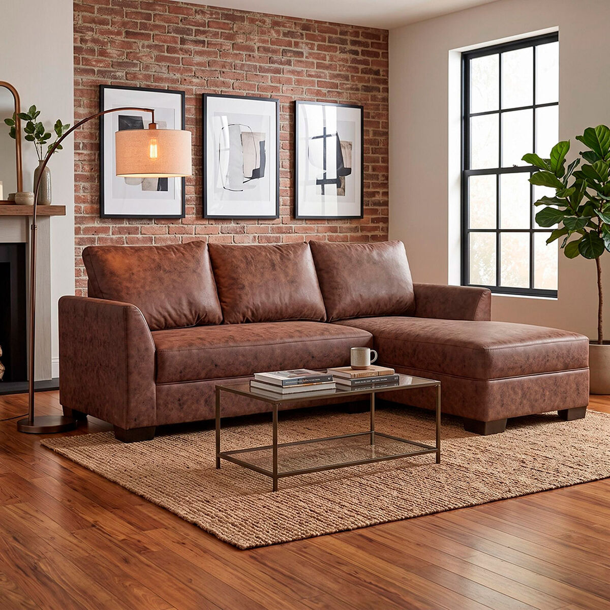 Seccional Derecho Muebles MPR Denver 4 Cuerpos Caf&eacute;