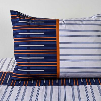 Imagen 2 del producto Juego de Sábanas American Family 144 Hilos 1 Plaza Trazos Azul