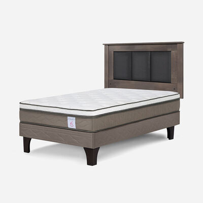 Imagen 2 del producto Combo Cama Europea Rosen 1 Plaza New Style 6 BN + Respaldo Rachel