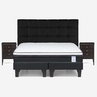 Cama Europea Rosen Base Dividida King New Style + Respaldo + 2 Veladores Issey