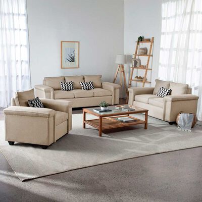 Imagen 1 del producto Juegos de Living Mons Sicilia Sofá 3 Cuerpos + Sofá 2 Cuerpos + Sillón 1 Cuerpo Beige