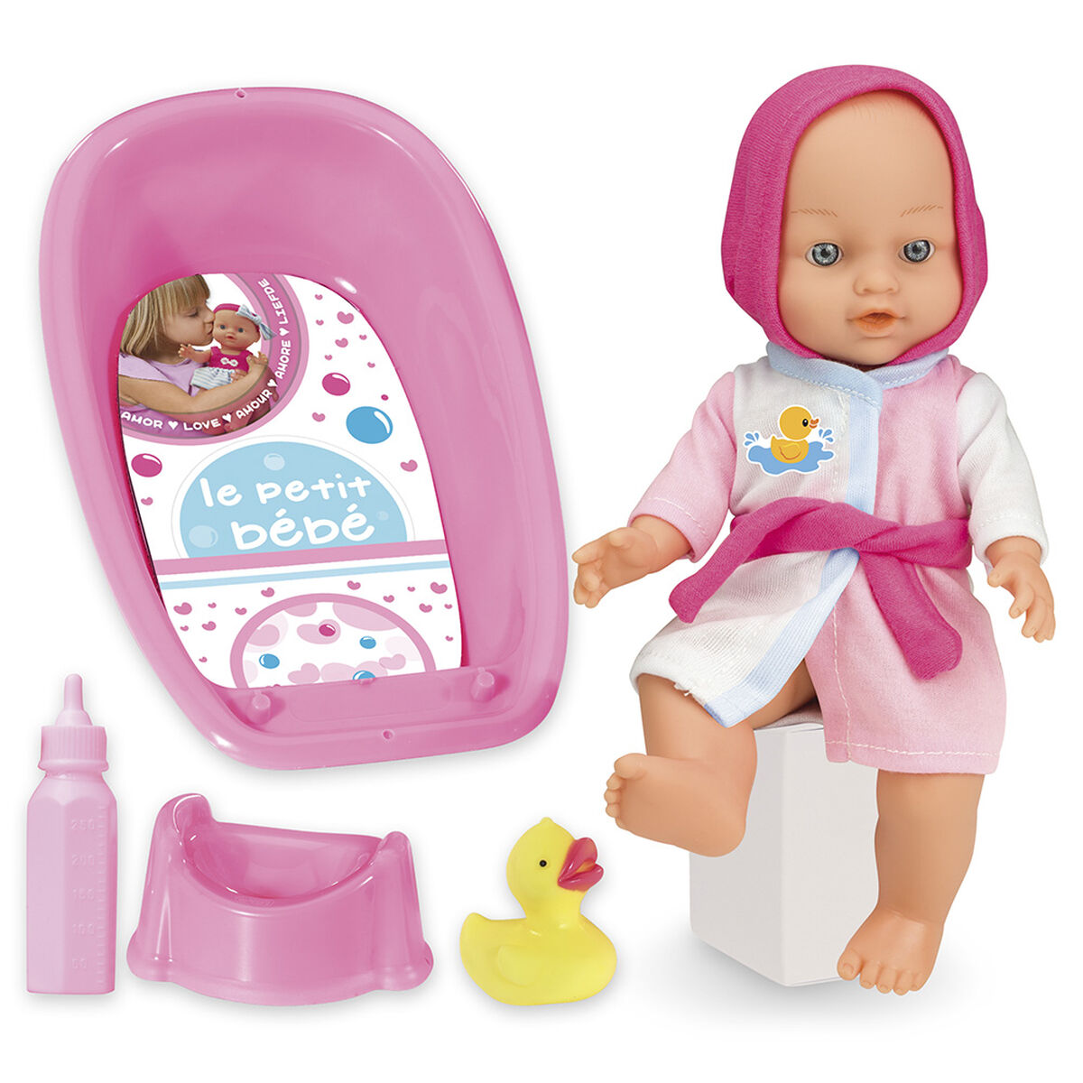 Muñeca Bebé hace Pipi Le Petit con Accesorios Loko Toys