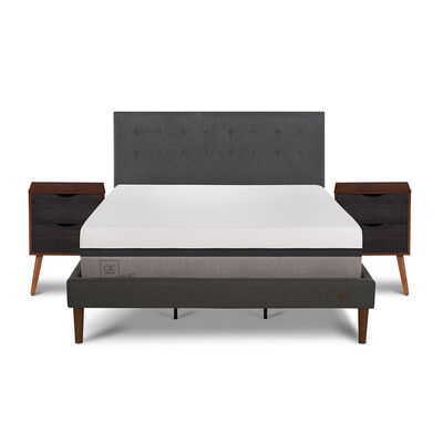Cama Europea CIC Curve King Balance + Respaldo Eufrates + 2 Veladores Niger