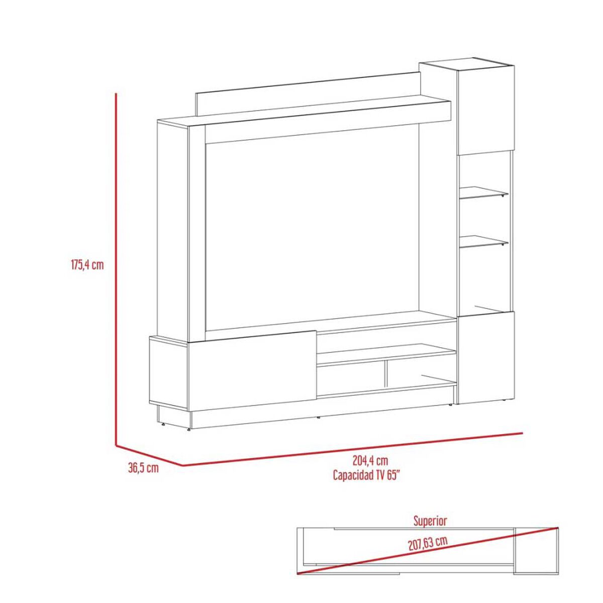 Centro de Entretenimiento TuHome Nizza Hasta 65" Duna Taupe