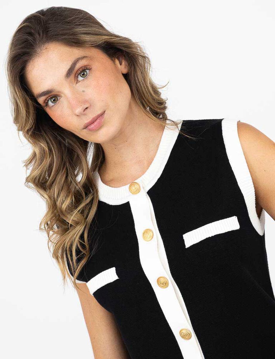 Sweater Botones Sin Mangas Mujer Zibel