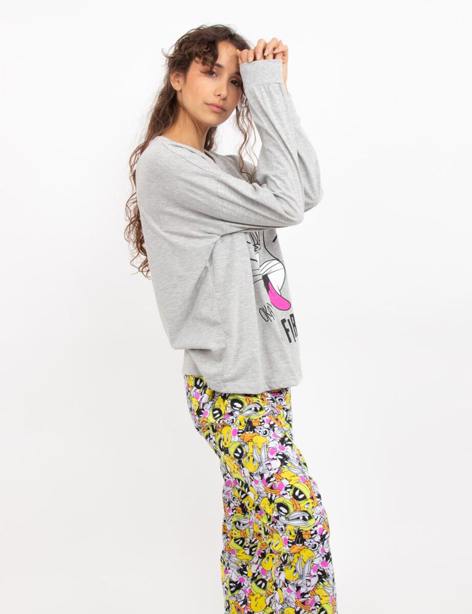 Pijama de Algodón Manga Larga Mujer Bugs Bunny Looney tunes