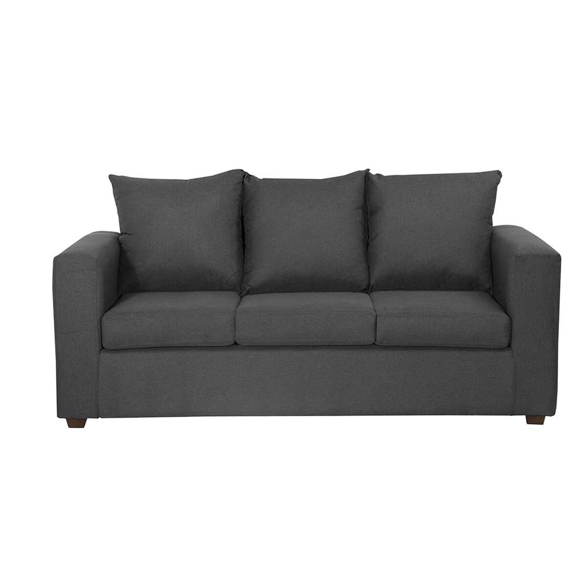 Juego de Living Innovamuebles Marco Sofá 3 Cuerpos + 2 Pouf Gris Oscuro