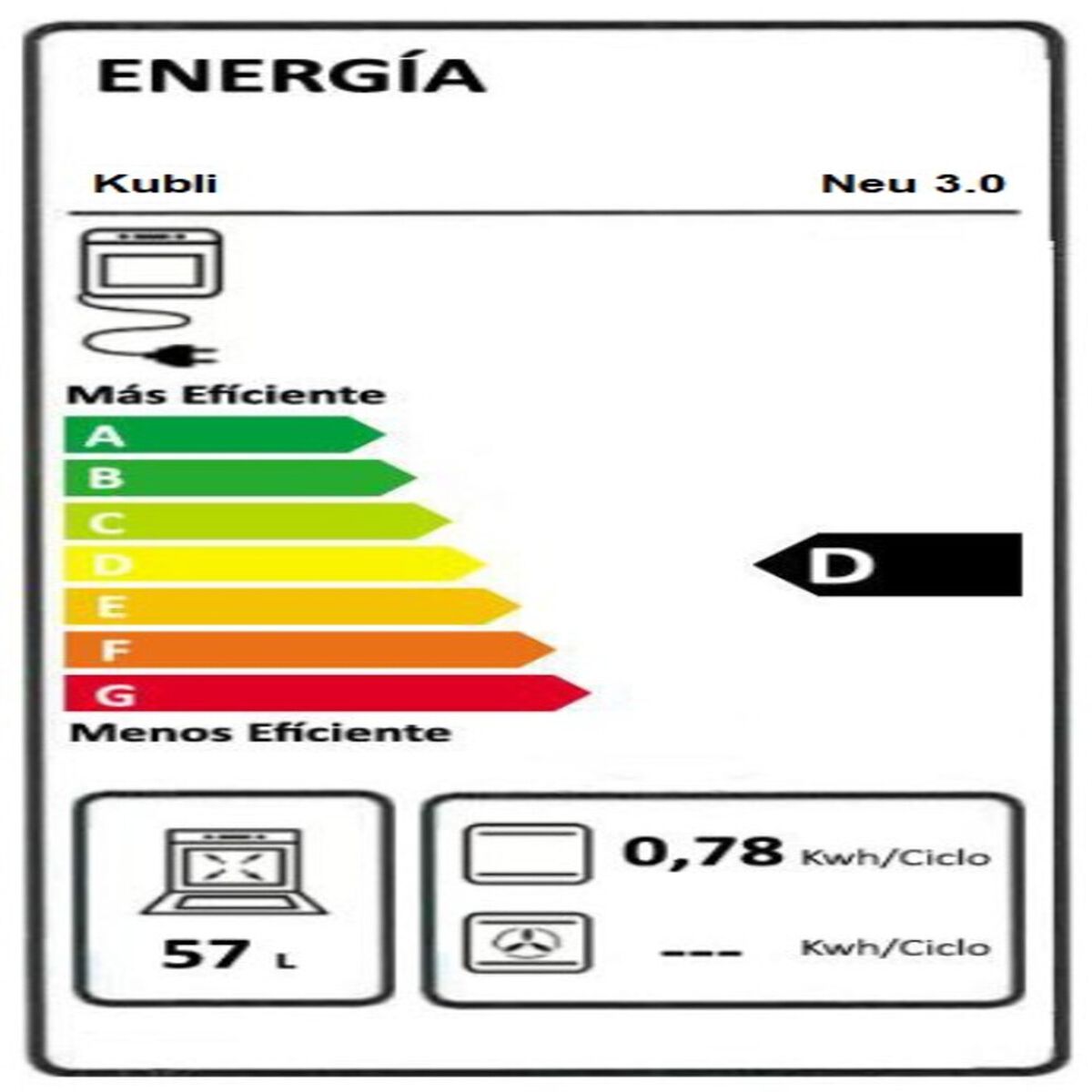 Horno Empotrable Kubli Neu 2.0 52 lts.
