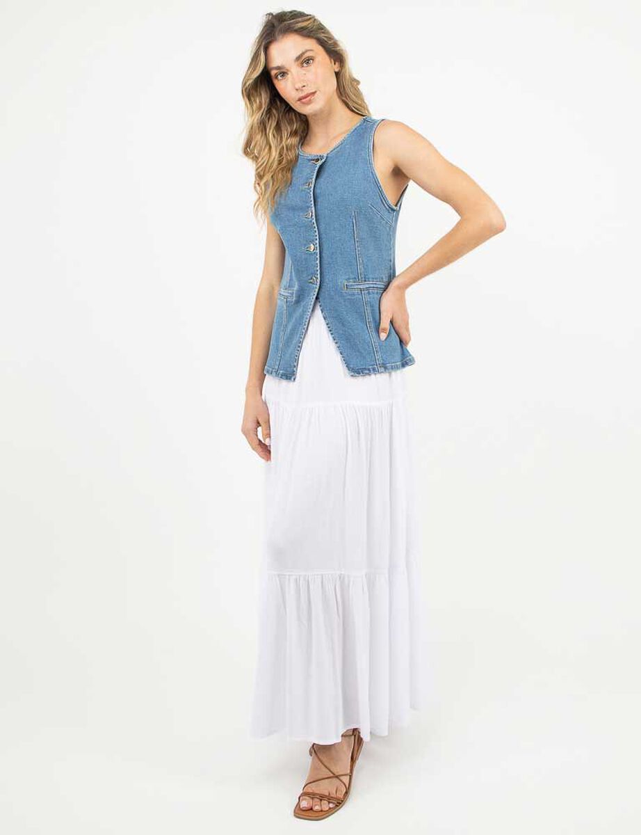 Polera Denim Sin Mangas Mujer Zibel