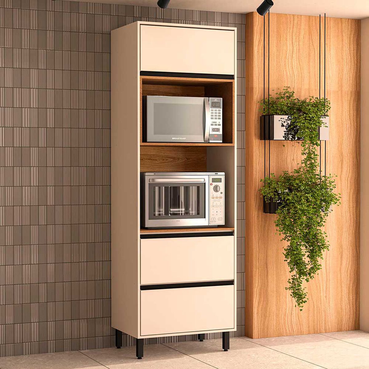 Despensa de Cocina Premier Vekkahome 2 Puertas 1 Cajón Beige