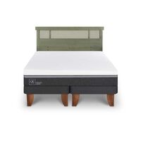 Cama Europea CIC Base Dividida 2 Plazas Ortopedic Advance + Respaldo Dublin Olivo