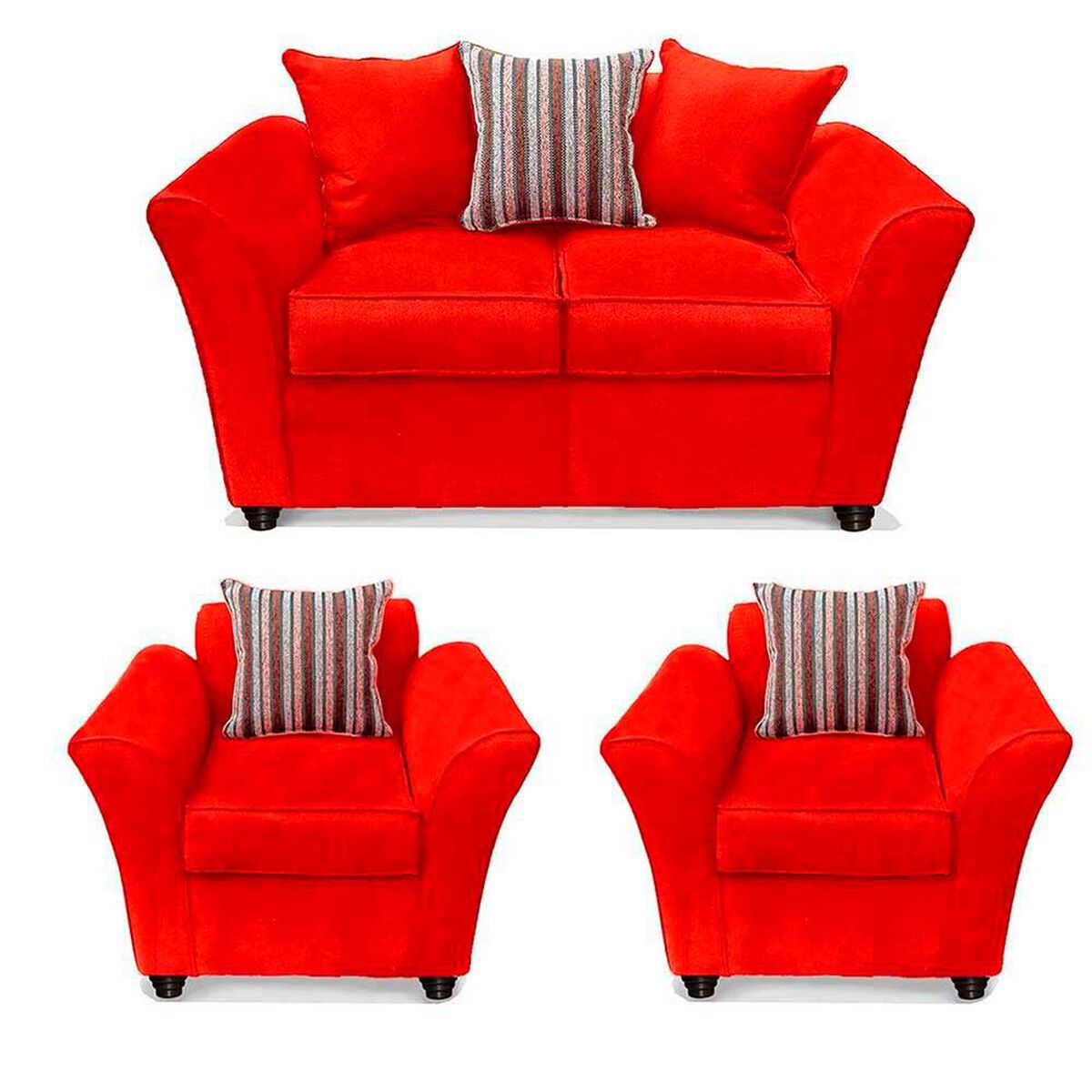 Juego de Living Elegant Detail Minesota Sof&aacute; 2 Cuerpos + Dos Sillones 1 Cuerpo Rojo