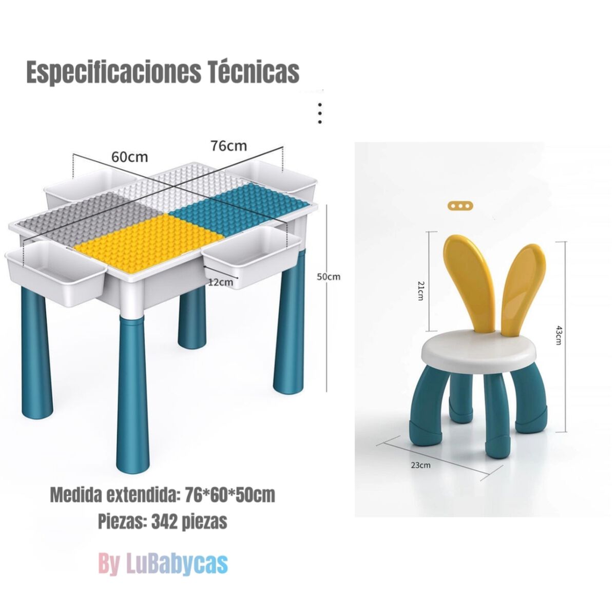 Mesa de Bloques 350 60 x 76 cm LuBabycas