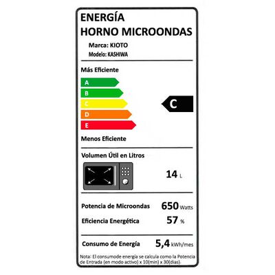 Imagen 2 del producto Microondas Kioto Kashiwa 20 lts. Negro