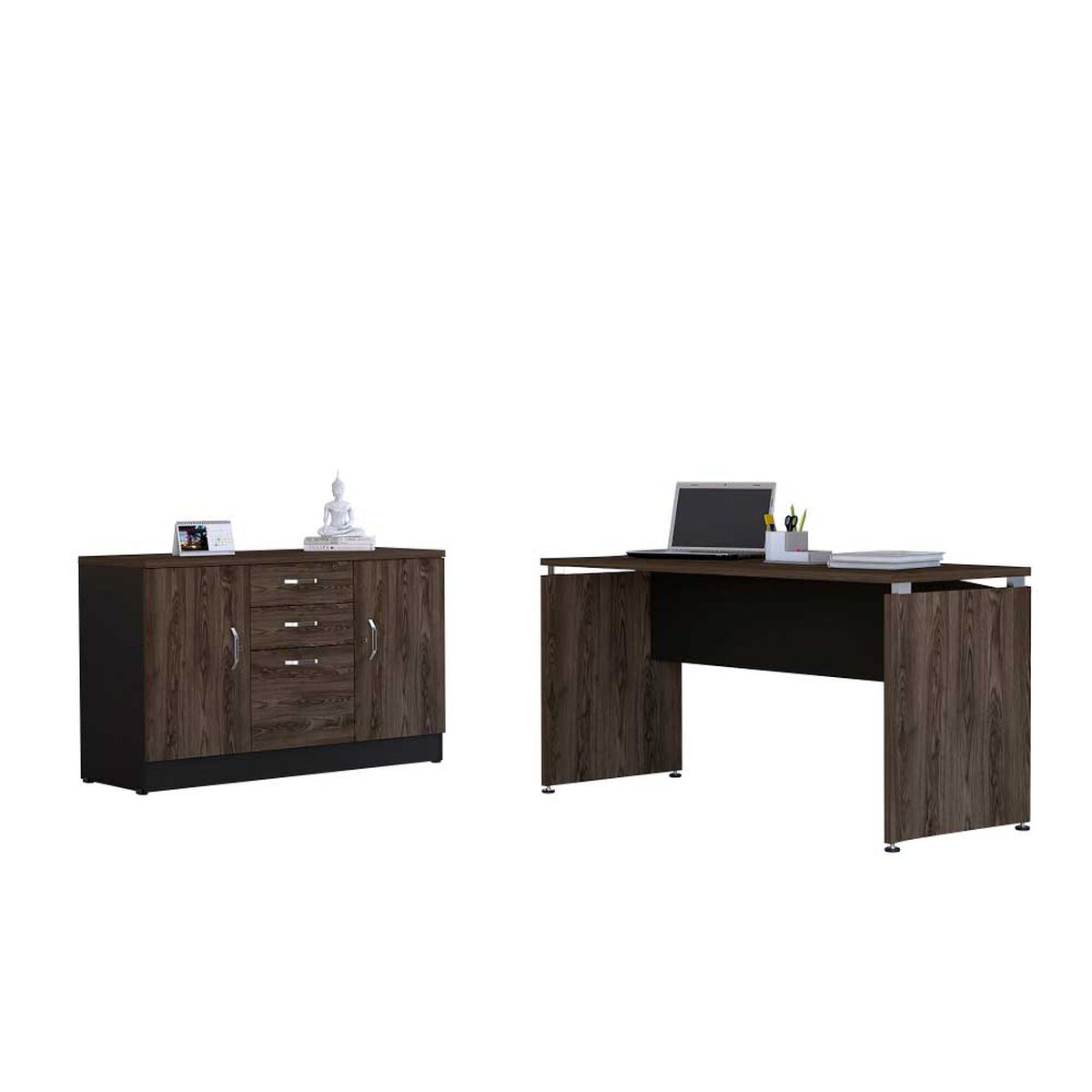 Combo Escritorio + Gabinete 2 Puertas TuHome Home Office Negro Soft-Co&ntilde;ac