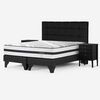 Cama Europea Rosen Base Dividida Súper King Driven + Respaldo + 2 Veladores Issey Grafito