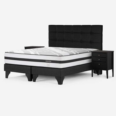 Imagen 2 del producto Cama Europea Rosen Base Dividida Súper King Driven + Respaldo + 2 Veladores Issey Grafito