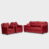 Juego de Living Almore Noruega Sofá 3 Cuerpos + Dos Sillones 1 Cuerpo Rojo