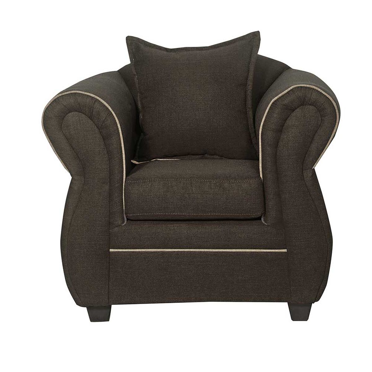 Juego de Living Black Factory Emili Sofá 3 Cuerpos + Dos Sillones 1 Cuerpo Café