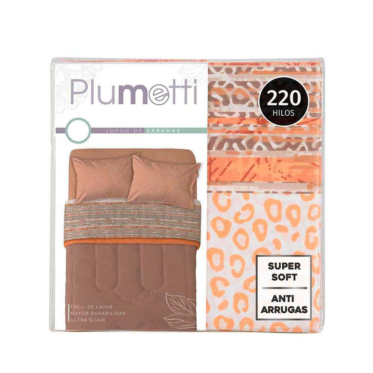 Juego de S&aacute;banas Estampado Plumetti 2 Plazas Tamarindo