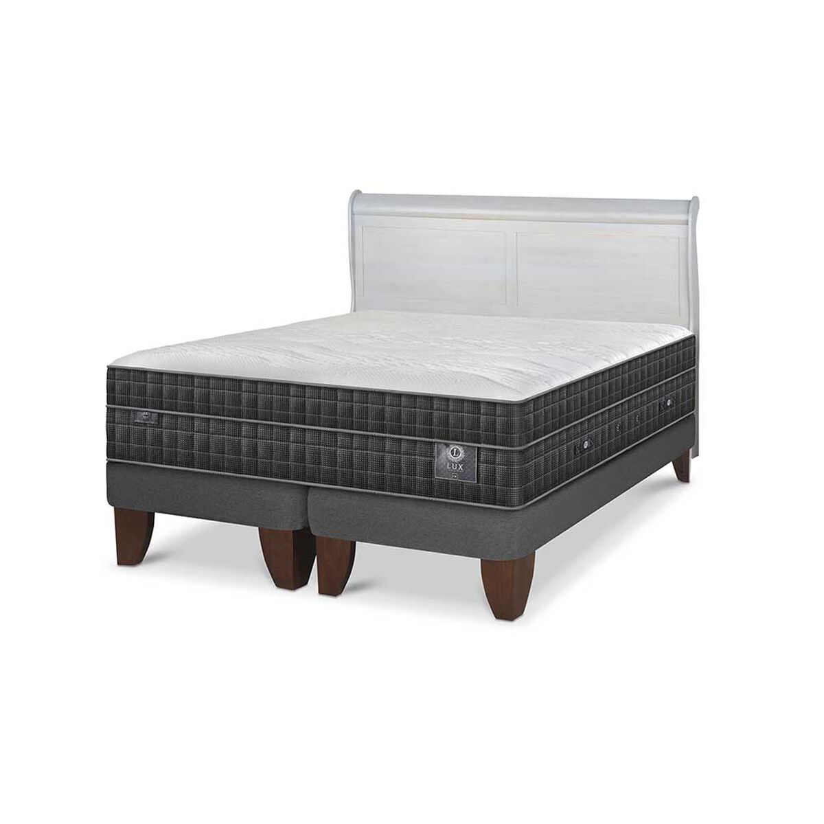 Cama Europea CIC Base Dividida 2 Plazas Lux + Respaldo Miro Alpino