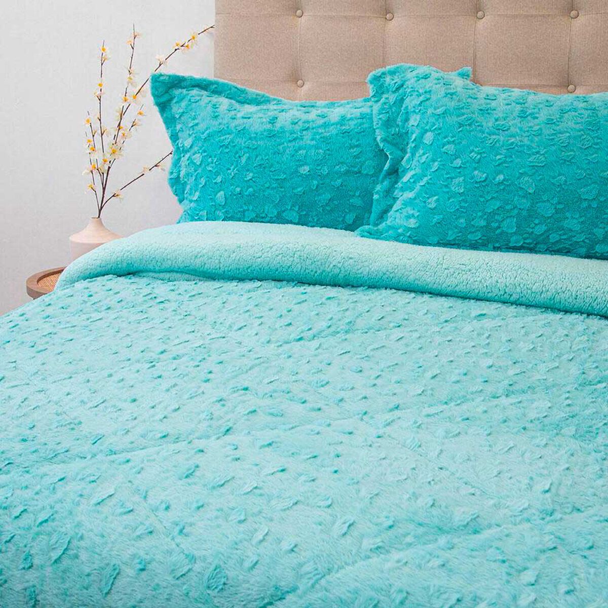 Cubrecama Doral King Turquesa Senses
