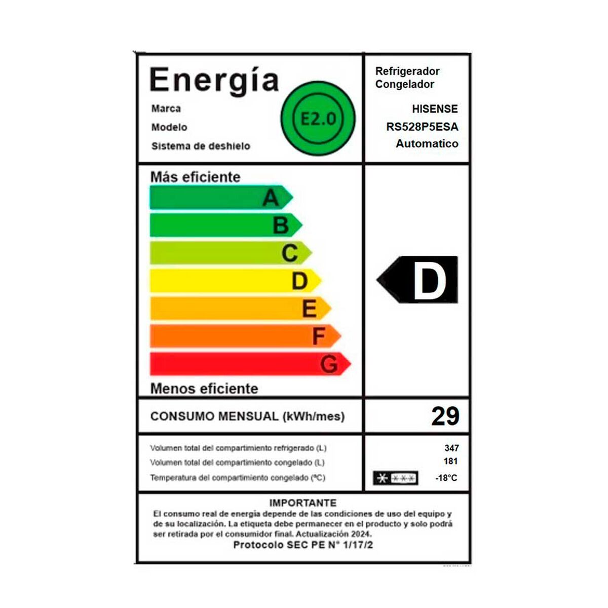 Refrigerador Side by Side Hisense RS528P5ESA 528 L