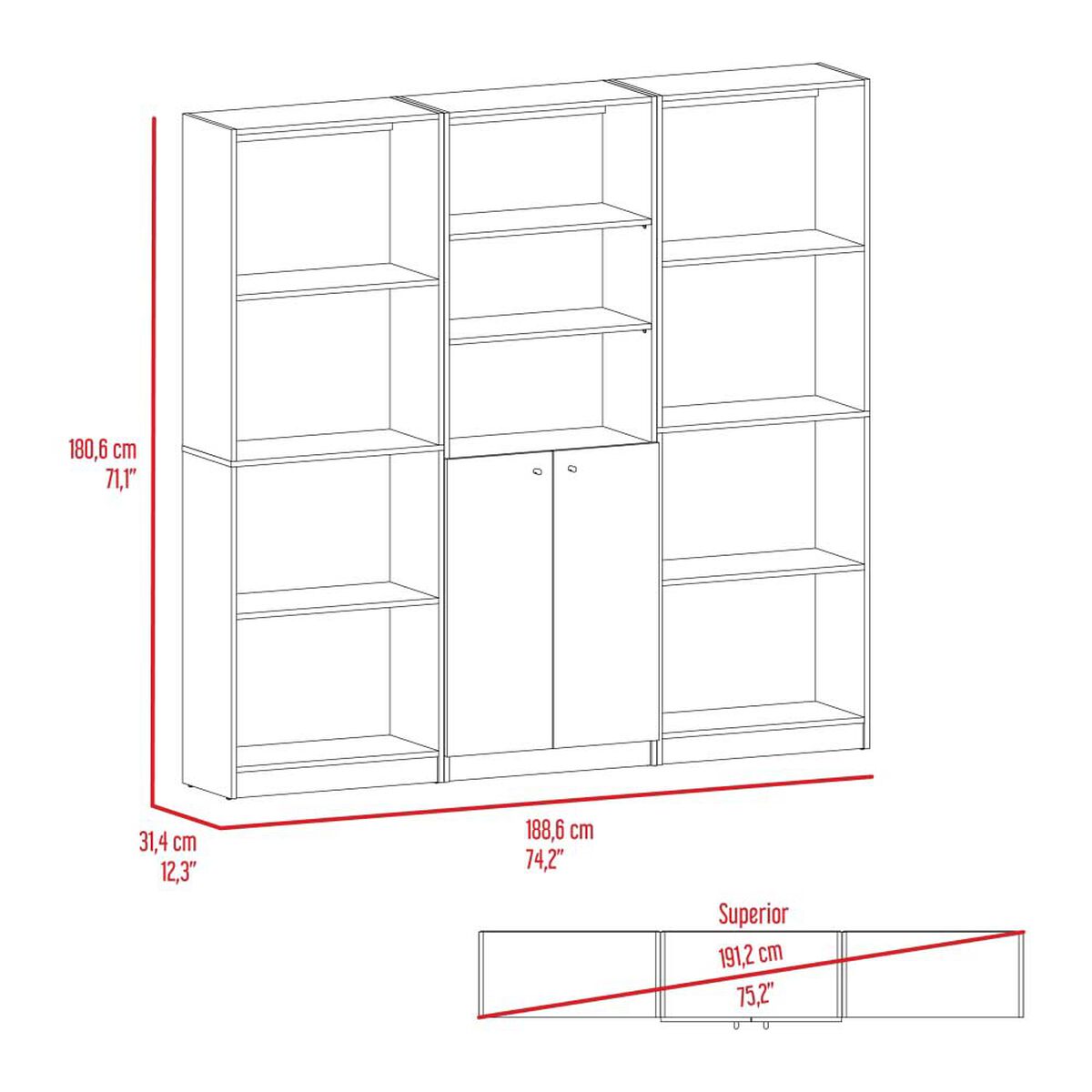 2 Estantes 4 Repisas + Estante 2 Puertas TuHome Home Blanco