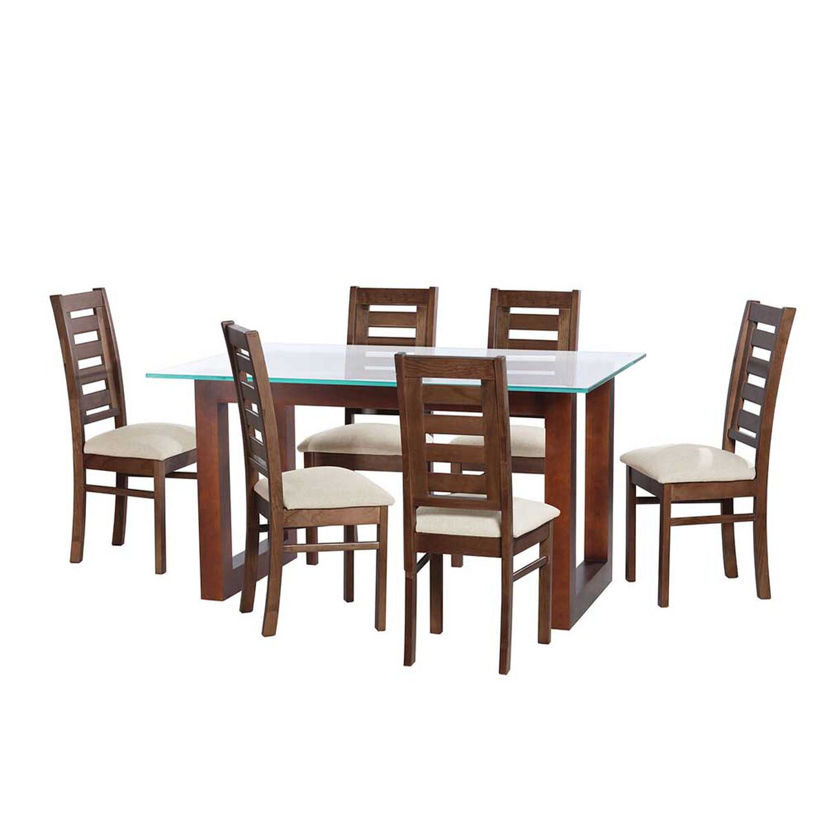 Juego de Comedor Latam Home Pamplona Murcia 6 Sillas Lino Gris Oscuro