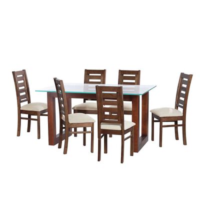 Juego de Comedor Latam Home Pamplona Murcia 6 Sillas Lino Gris Oscuro