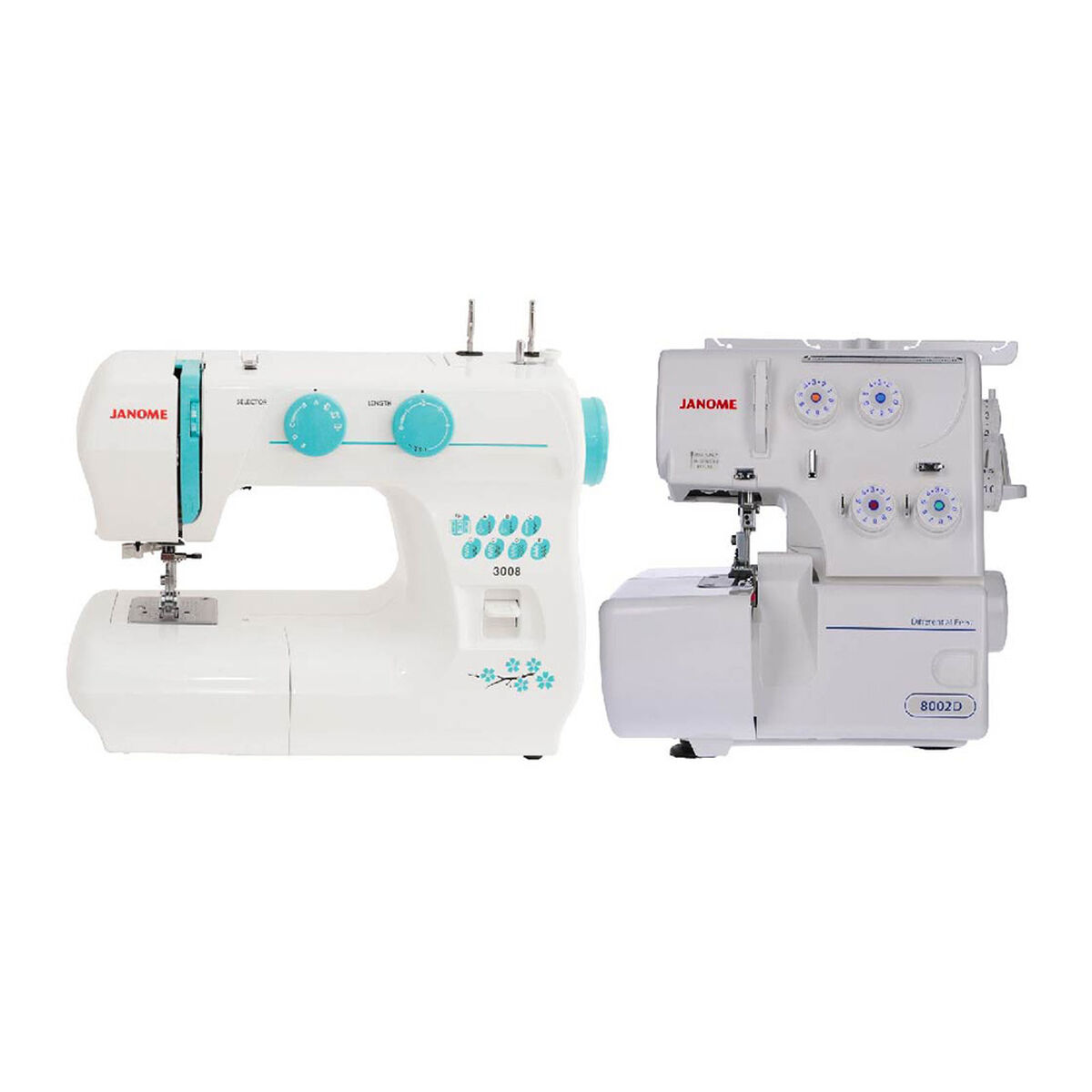Combo Máquina de Coser Janome Brazo Libre 3008 + Overlok 8002D