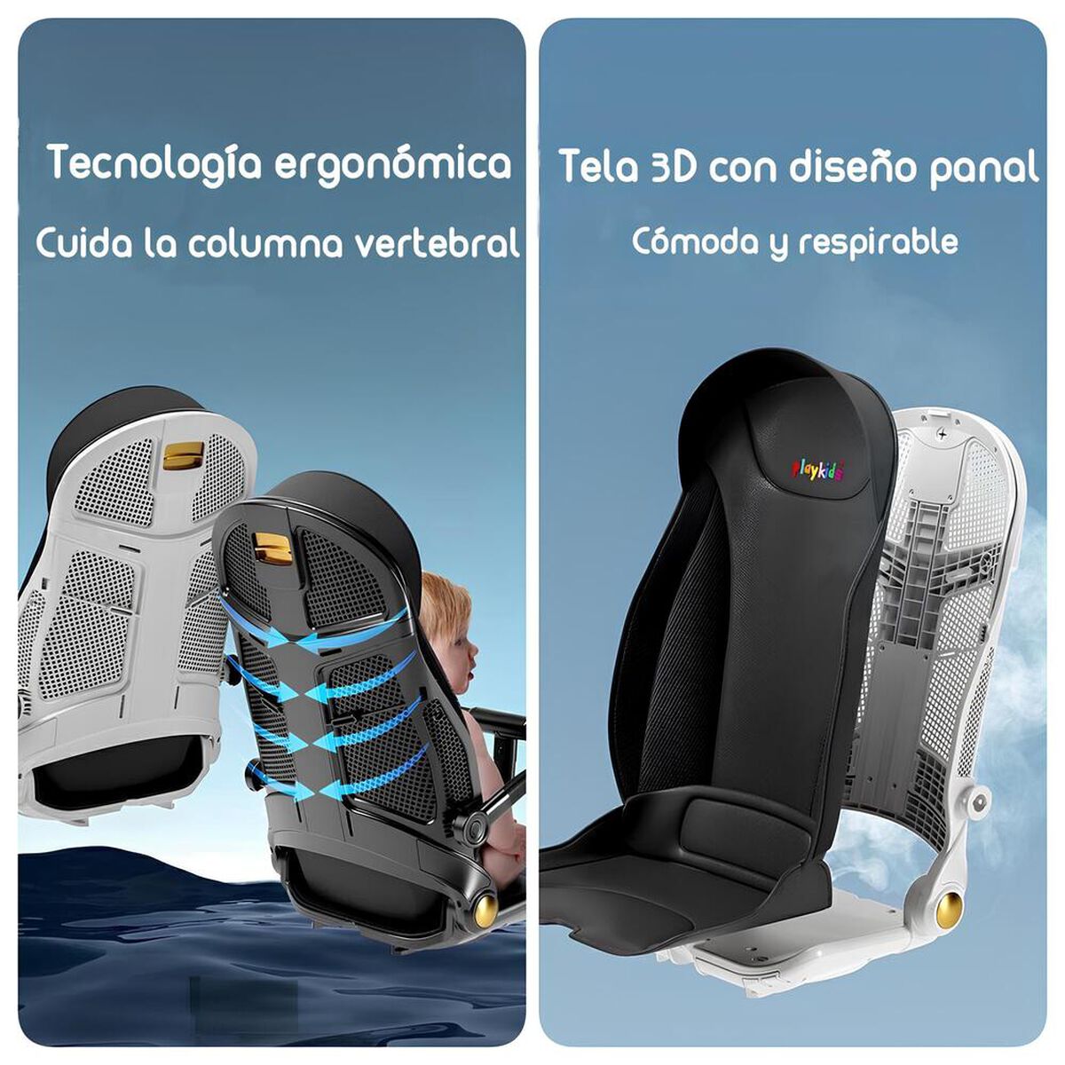 Coche de Paseo 360° Reclinable Playkids Negro Lubabycas