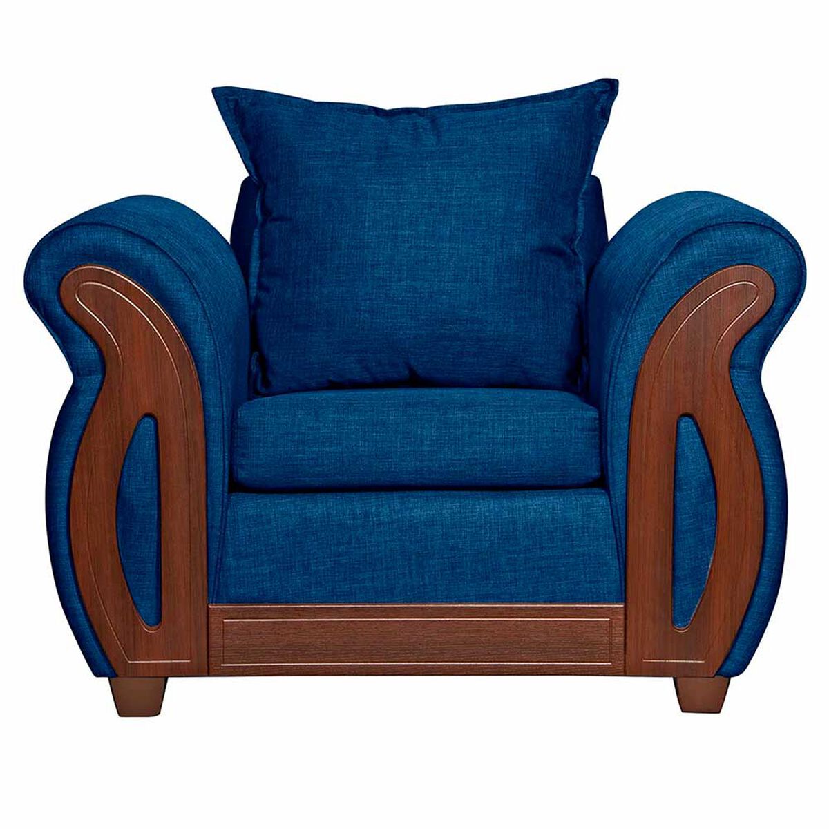 Juego de Living Ruzam Mobel Isidora Sof&aacute; 3 Cuerpos + Dos Sillones 1 Cuerpo Lino Azul