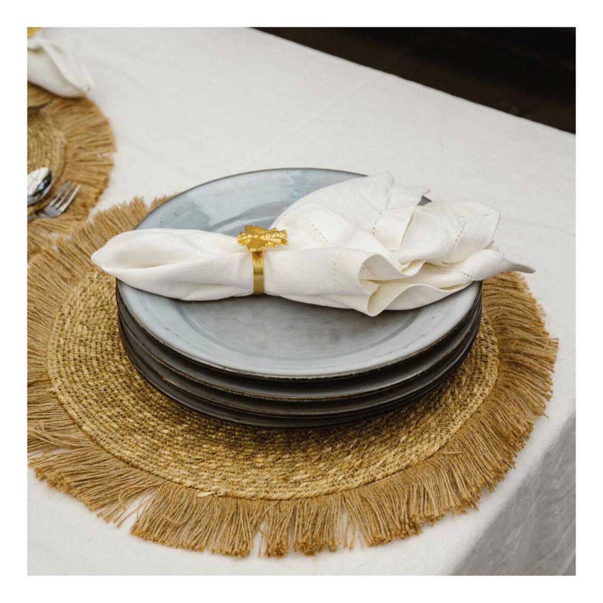 Set 4 Platos Fondo Simplit Amalfi Cerámica Gres 27,4 cm Azul