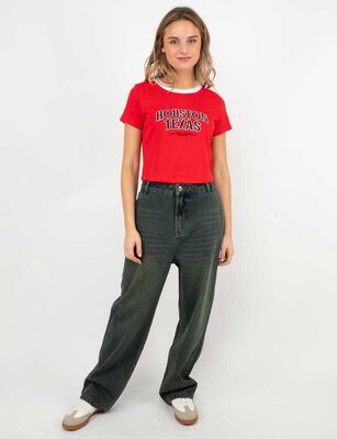 Imagen 2 del producto Polera Crop Con Estampado Mujer Icono Rojo