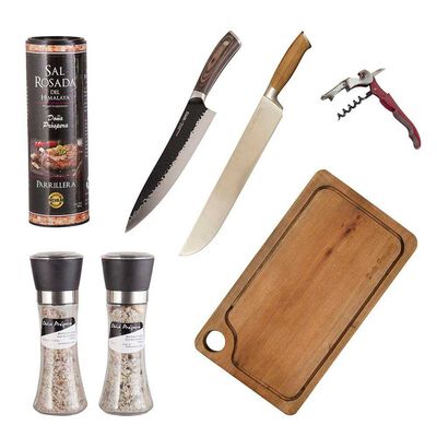 Imagen 1 del producto Set Parrillero Wayu Tabla + Cuchillos + Sacacorchoss Manual + Mix de Sales