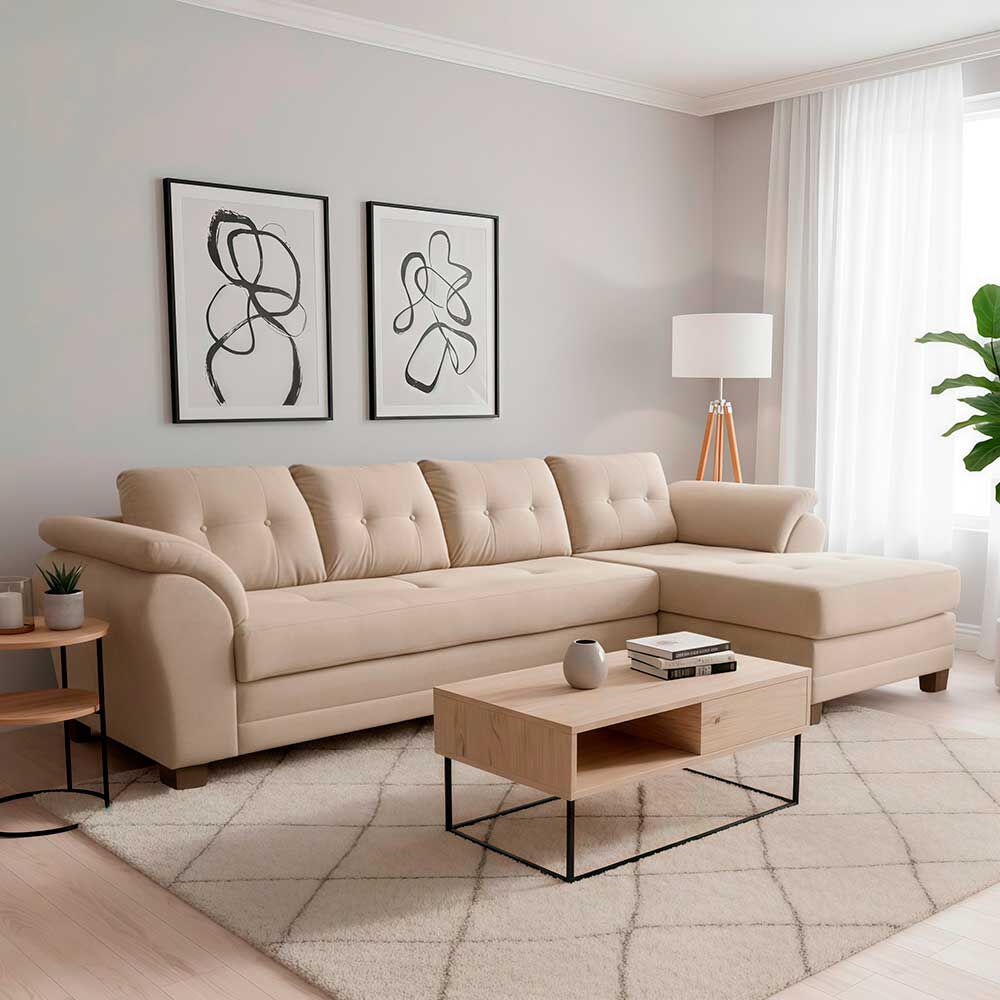 Sofá Seccional Living Factory Boston 5 Cuerpos Beige