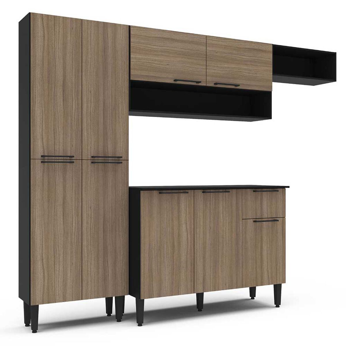 Mueble de Cocina Vekkahome Madri 1 Cajón 9 Puertas Café