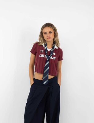 Imagen 1 del producto Polera Crop Manga Corta Mujer Icono Burdeo