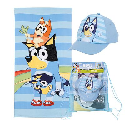 Toalla de Playa Infantil + Jockey Bluey Familia 70 x 140 cm