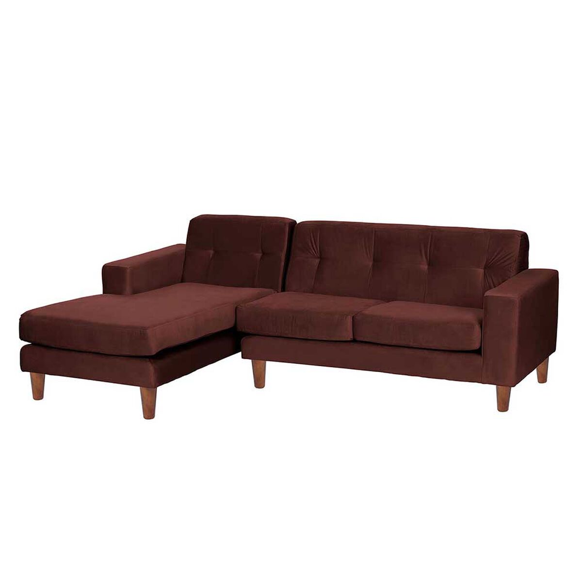 Sof&aacute; Seccional Izquierdo Latam Home Salermo Tela Velvet 3 Cuerpos Chocolate