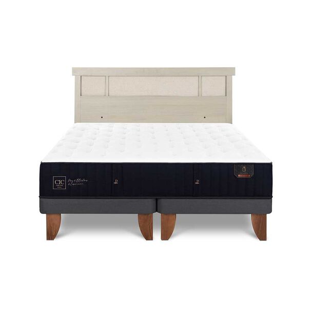 Cama Europea CIC Base Dividida 2 Plazas Premium + Respaldo Dublin Alpino