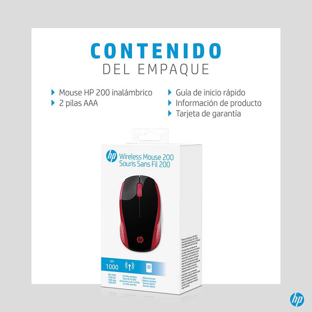 Mouse Inalámbrico HP 200 Rojo con Negro